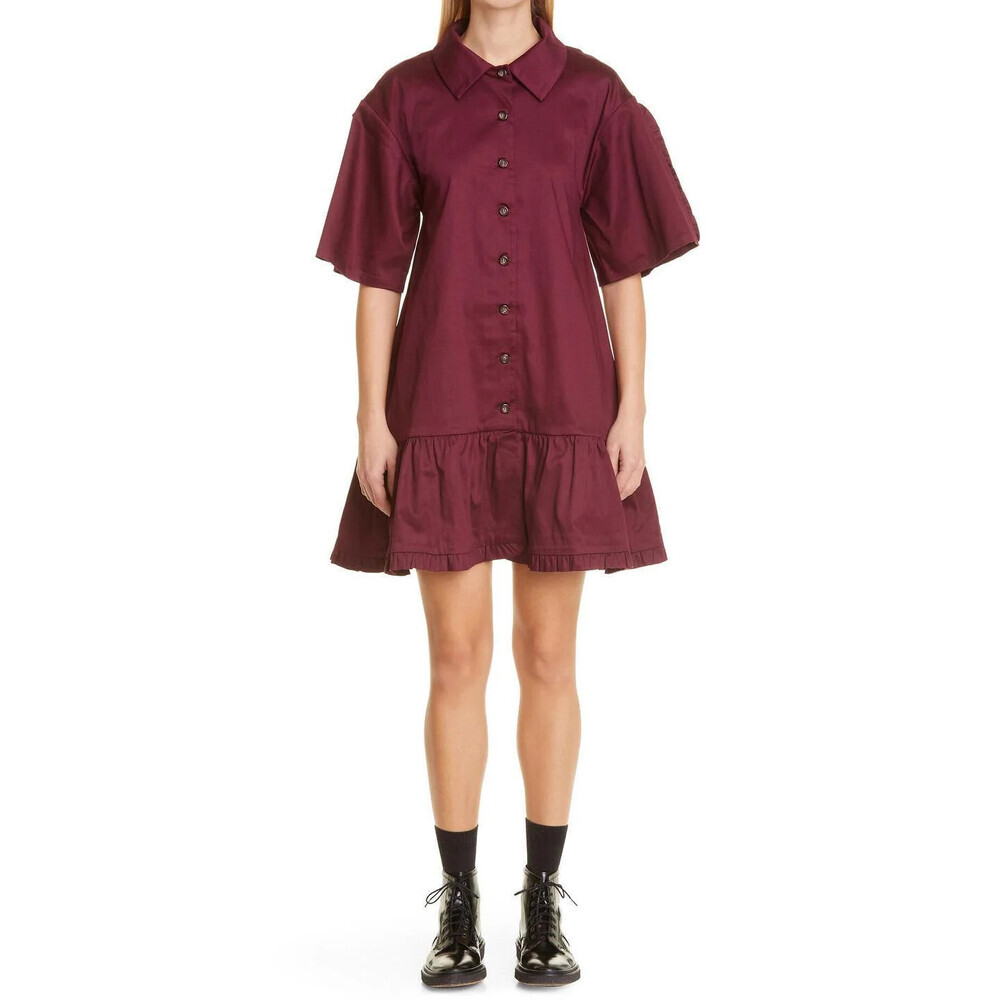 Kika Vargas Women' Gerty Button Down Mini Dress In Wine Size XS relax fit $1079